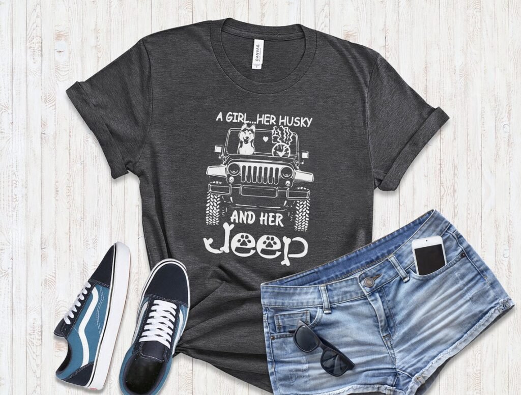 A girl a dog and her Jeep