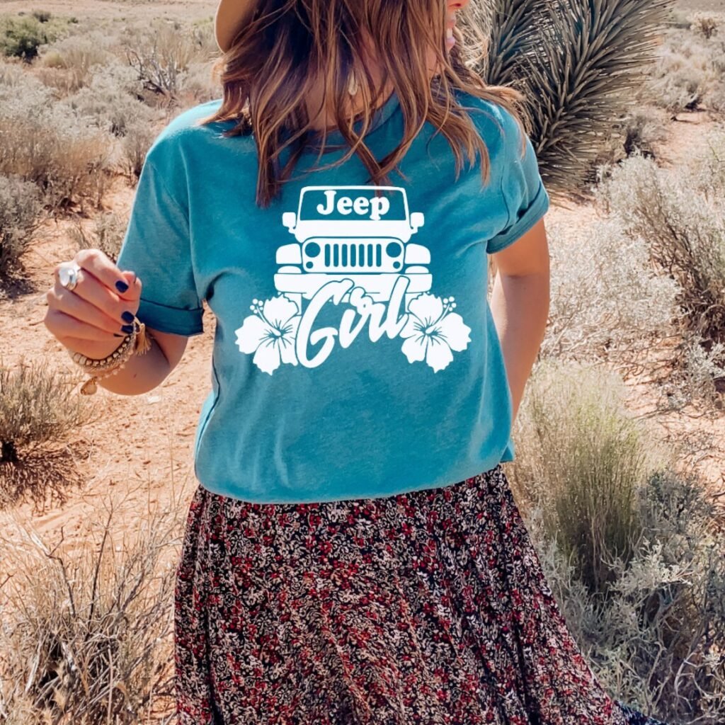 A girl a dog and her Jeep