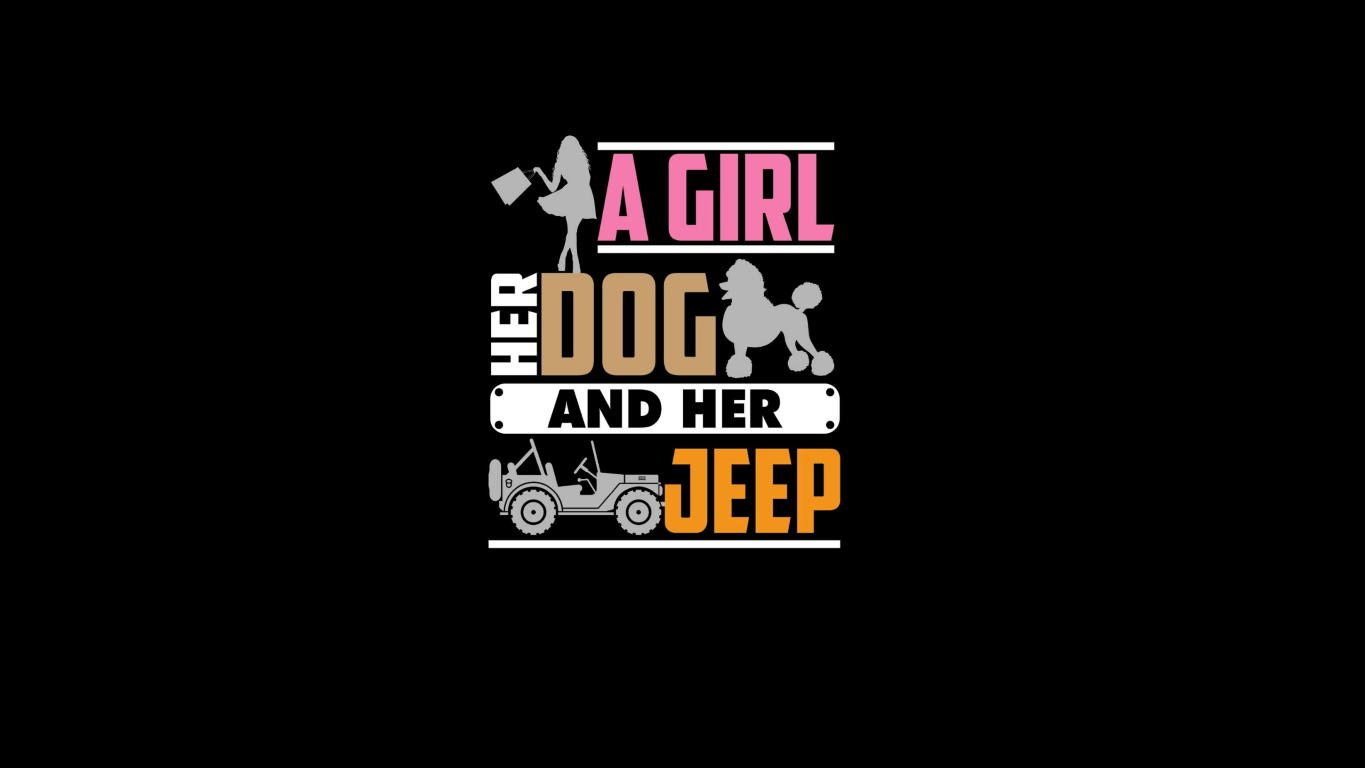 A girl a dog and her Jeep